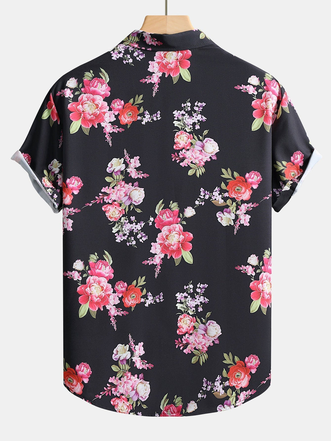 Floral Paint Button Up Shirt & Man Mid Length Drawstring Swim Shorts