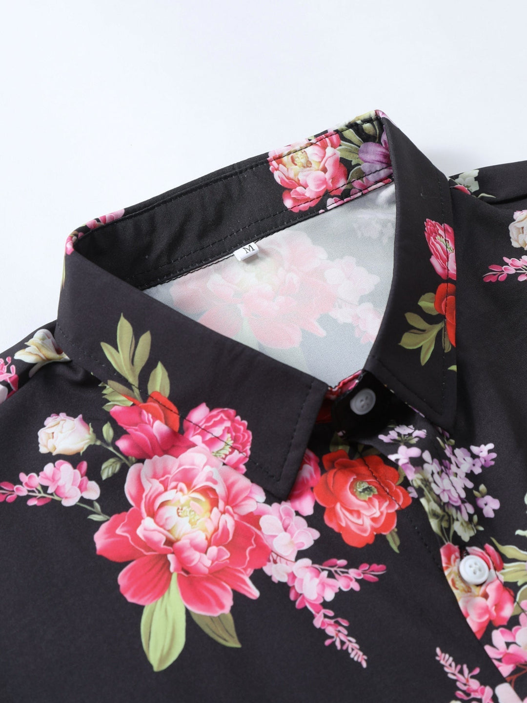 Floral Paint Button Up Shirt & Man Mid Length Drawstring Swim Shorts