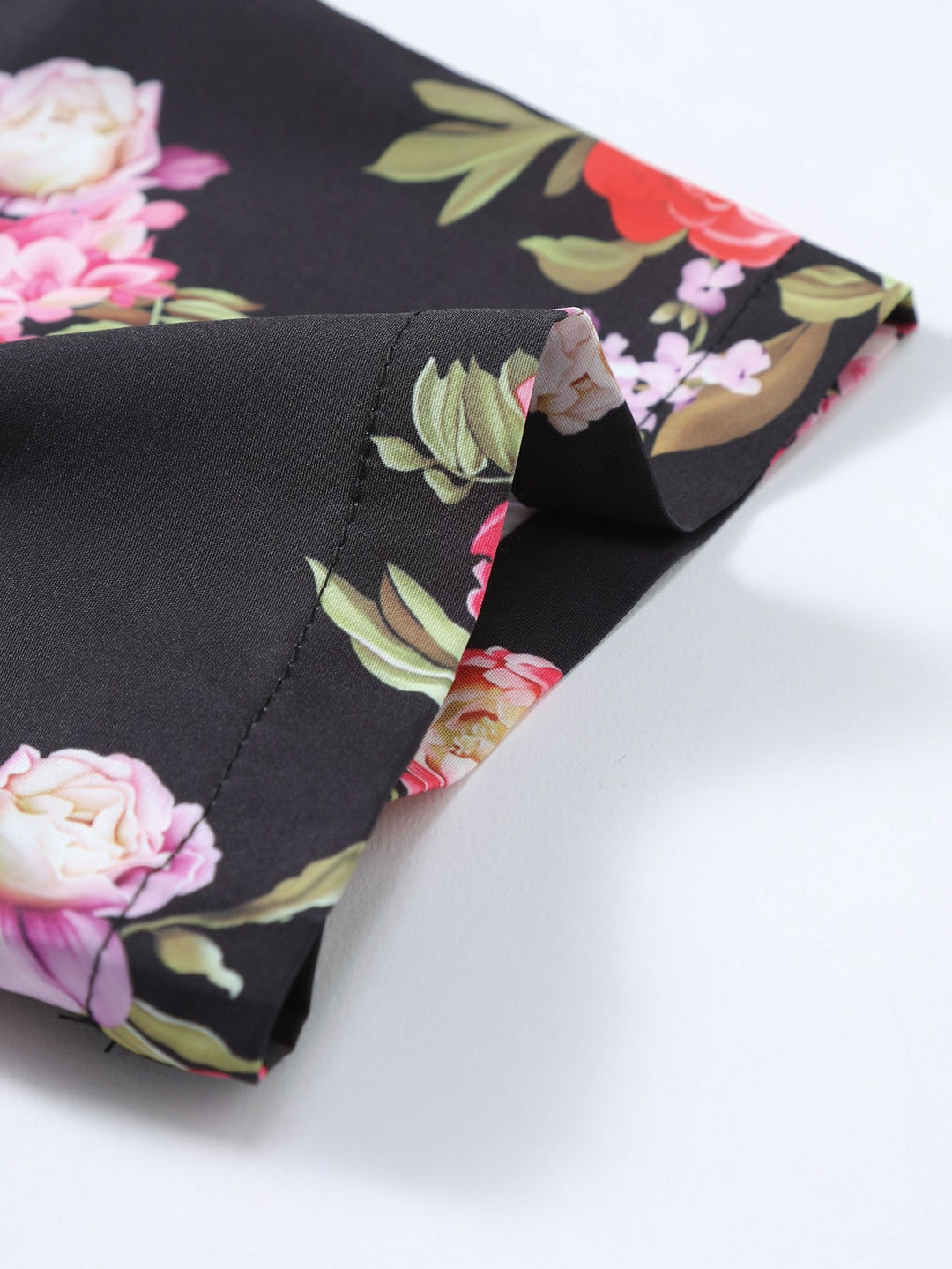 Floral Paint Button Up Shirt & Man Mid Length Drawstring Swim Shorts