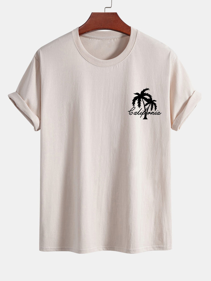 California Palm Tree Print Cotton T-Shirt & Swim Shorts