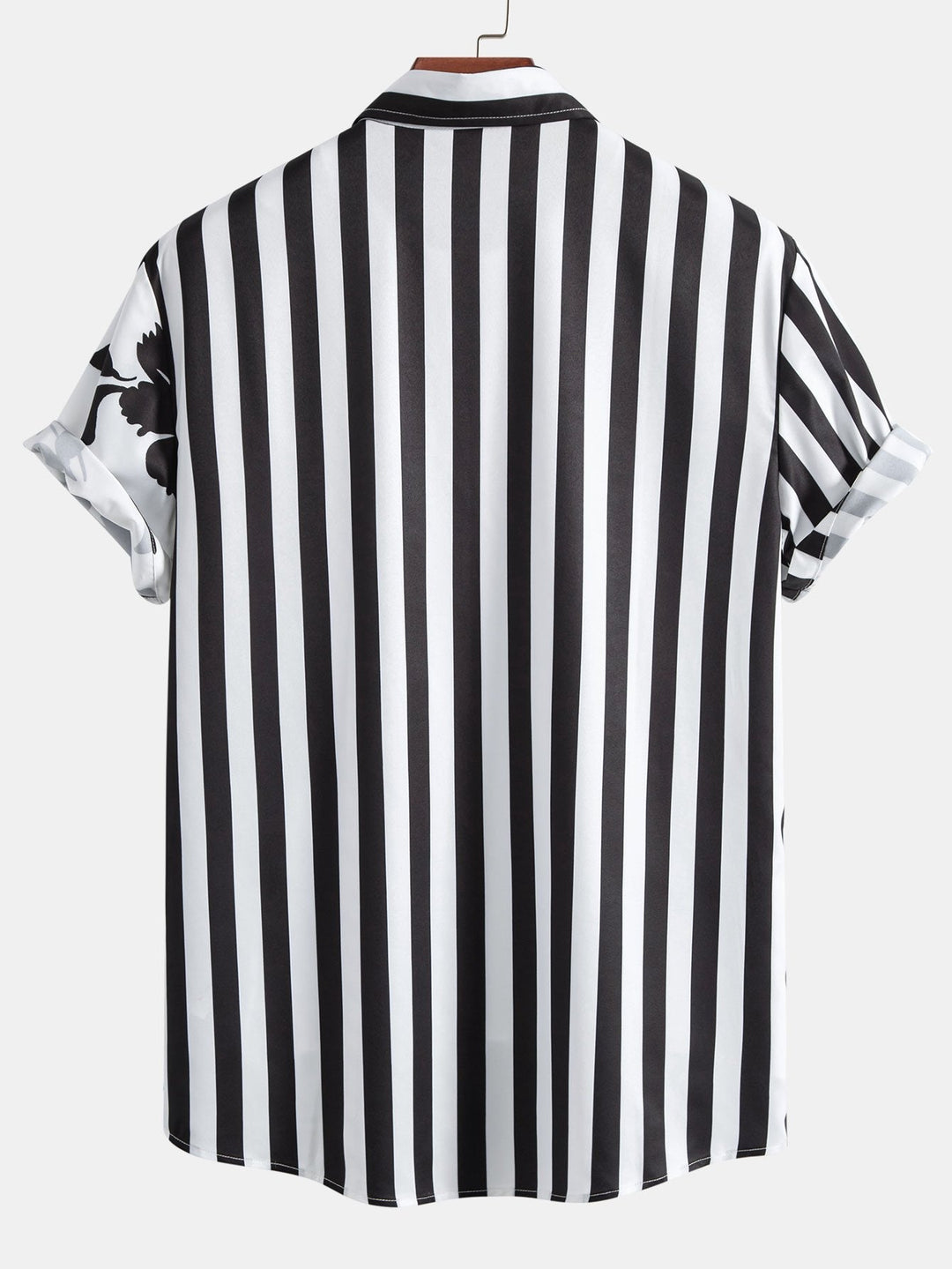 Floral Stripe Patchwork Print Button Up Shirt & Swim Shorts